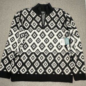 NEW Abbott Elementary Volume 1 Knit Sweater XL Black Ivory Diamond 3/4th Zip $69